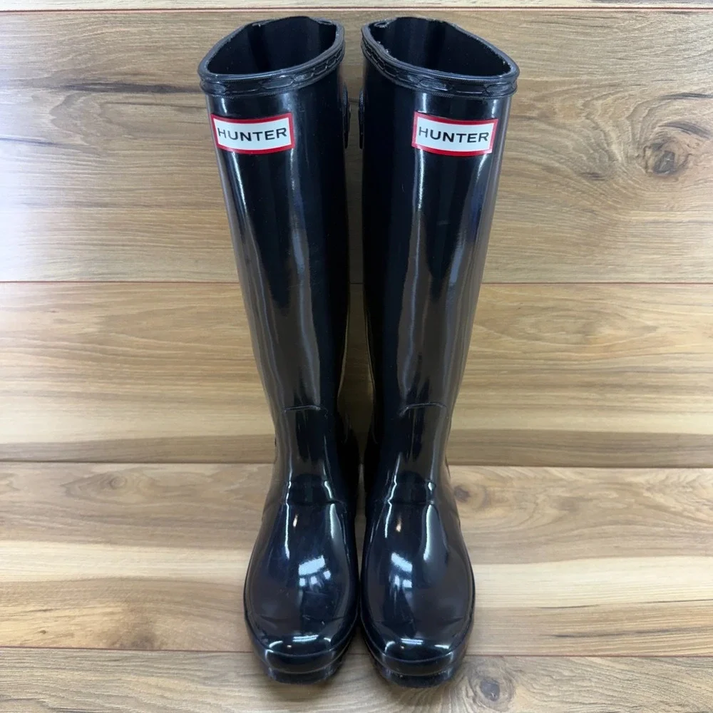 Hunter Original Tall Back Adjustable Boot 5 EU 36 Gloss Black Waterproof Wellies